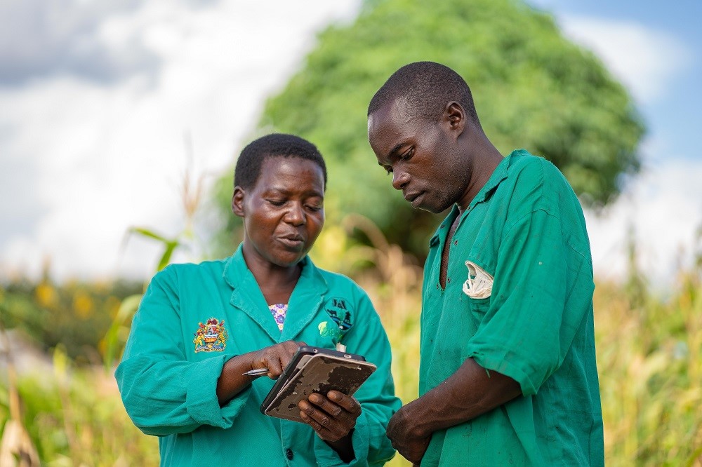 Person using a mobile device to access the plantwiseplus knowledge bank