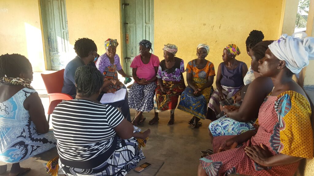 A women's farmer group meeting in Ghana