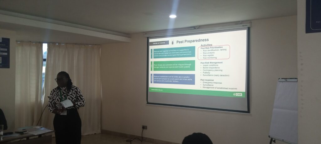 Dr MaryLucy Oronje, presenting her presentation on pest preparedness