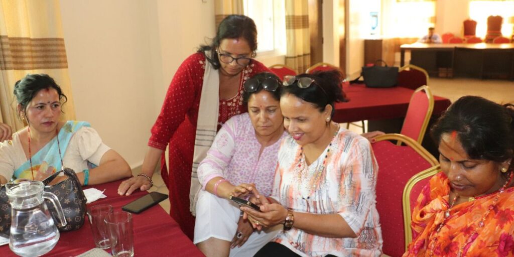 Women IPM facilitators participating in digital literacy training in Nepal
