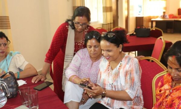 Women IPM facilitators participating in digital literacy training in Nepal