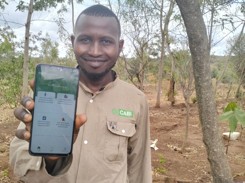 Kelvin, a spray service provider in Kenya, using the Crop Sprayer app